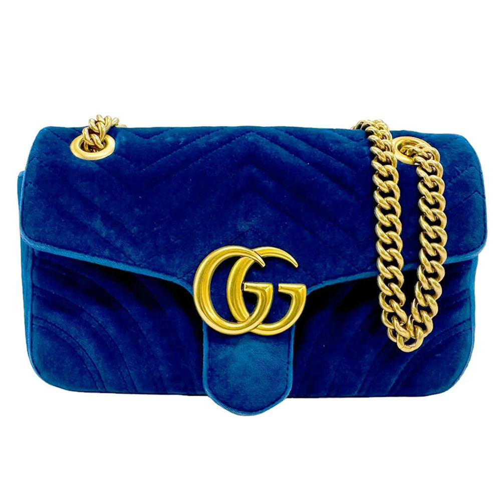 Gucci GG Marmont Velvet Shoulder Bag Blue